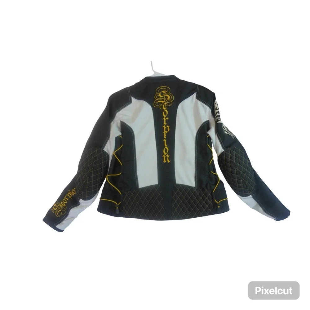 Scorpion Exo Motorcycle Jacket Mens XL Black White Skeletal Protection Full Zip